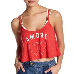 Wildfox Women Amore Heart Cropped Tank XS